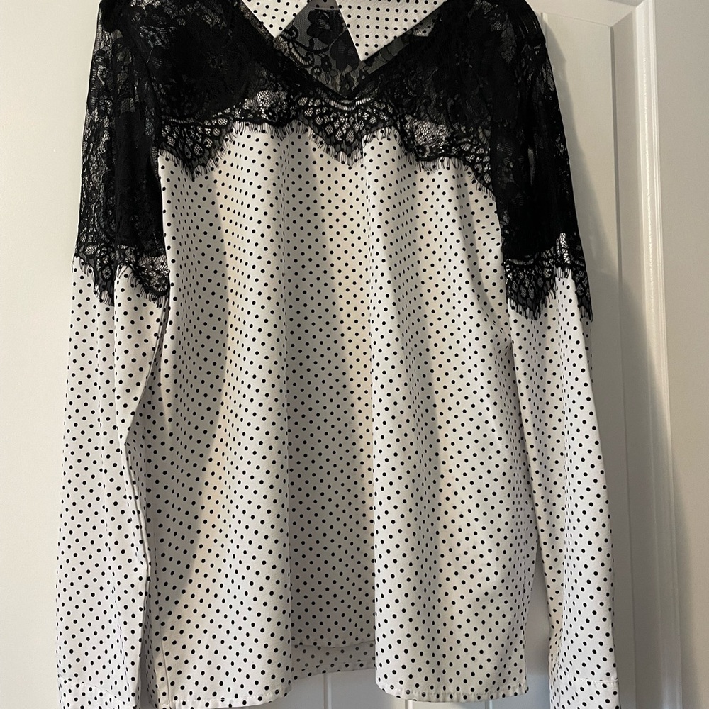 5$ ADD ON! Polka Dot Lace Trim Top